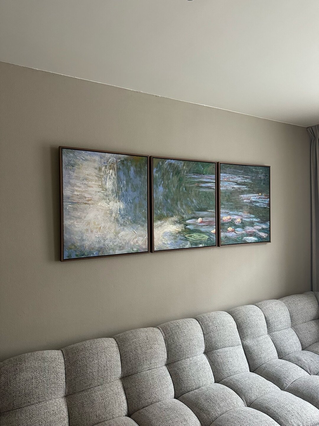3 paintings Water Lilies Paris, Monet reproduction framed