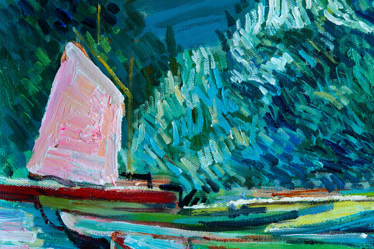 detail Van Gogh replica On the banks of the Oise at Auvers