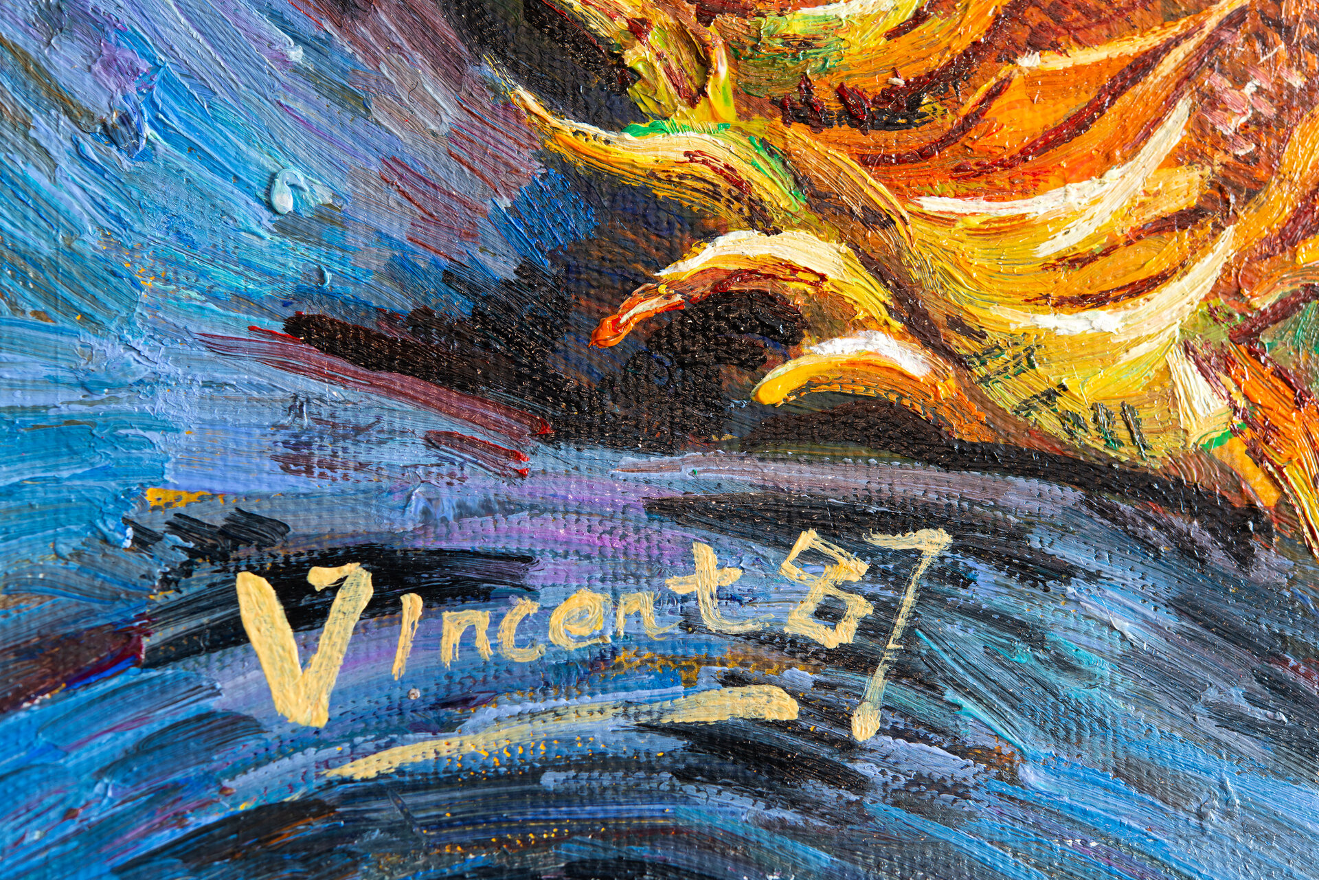 deatil Two Cut Sunflowers Van Gogh framed reproduction