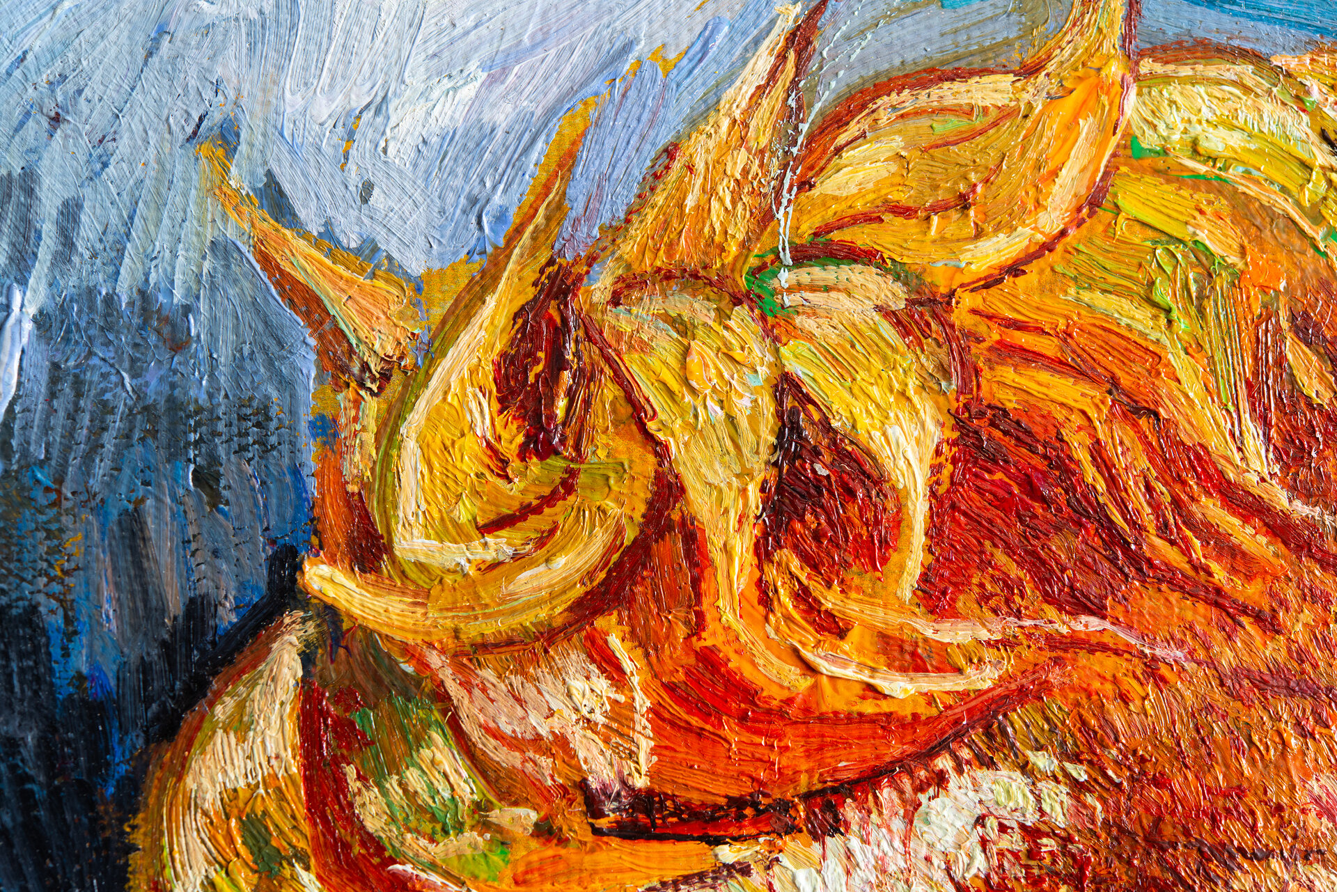 Two Cut Sunflowers Van Gogh framed replica detail