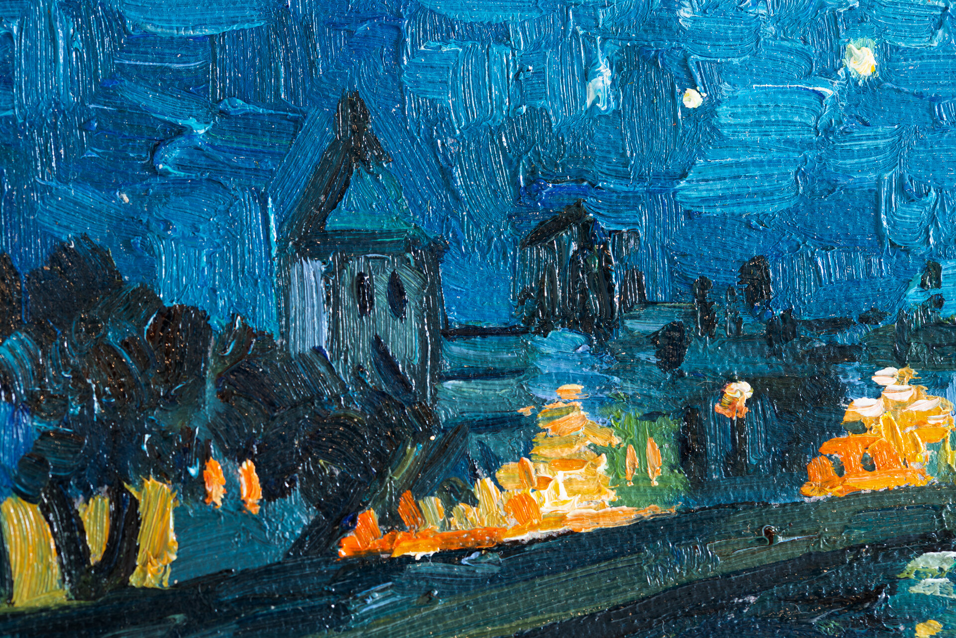 detail Starry Night over the Rhone reproduction framed
