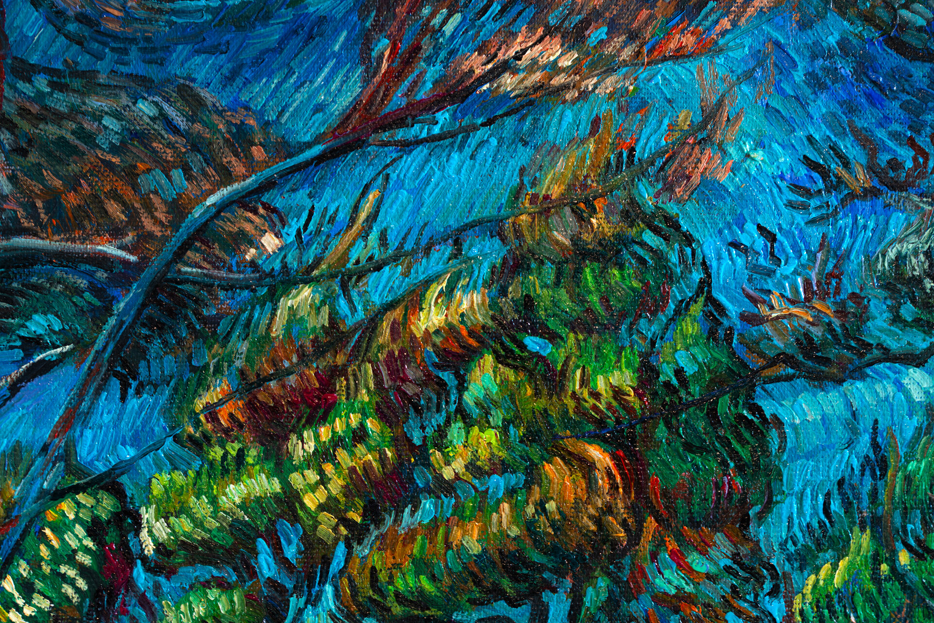 detail Saint-Paul Hospital at Saint-Remy framed Van Gogh replica