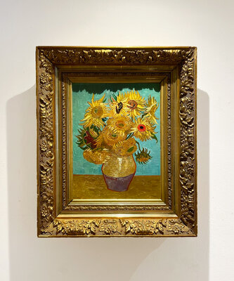 Vase With Twelve Sunflowers Van Gogh framed reproduction