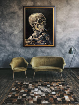 Van Gogh reproduction Skull with Burning Cigarette in interior