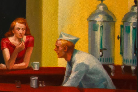 Nighthawks oil painting reproduction detail