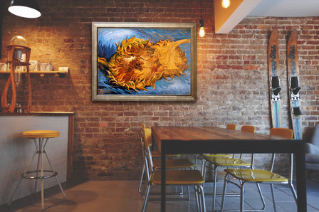 Two Cut Sunflowers Oil painting Reproduction framed