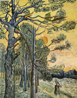 Pine Trees at Sunset Van Gogh reproduction