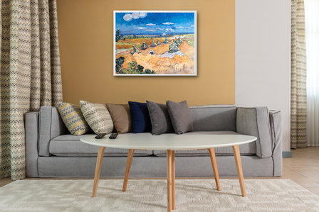 Wheat Fields with Reaper Van Gogh replica framed