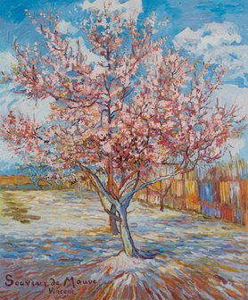 Pink Peach Tree in Bloom Van Gogh Reproduction