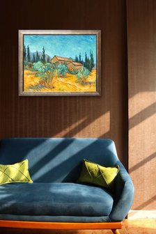 Huts surrounded by Olive Trees and Cypresses Van Gogh framed