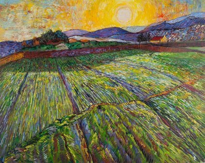 Wheat Field at Sunrise Van Gogh reproduction