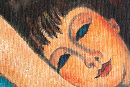 Reclining Nude on Blue Cushion Modigliani reproduction detail