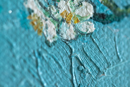 Framed Blossoming Almond Tree Van Gogh reproduction detail 
