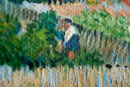 Harvest at La Crau framed Van Gogh replica detail