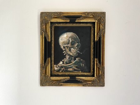 Skull with burning cigarette framed Van gogh replica
