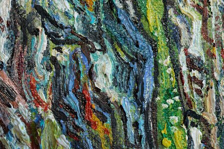 Tree Trunks in the Grass framed Van Gogh reproduction, hand-painted in oil on canvas