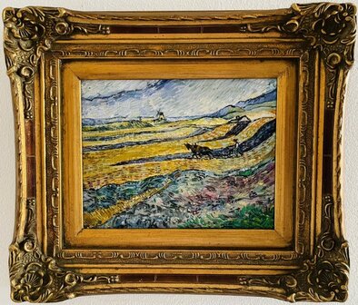 Framed Enclosed Field with Ploughman Van Gogh reproduction