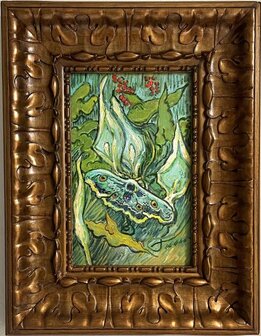 Giant Peacock Moth framed Van Gogh reproduction