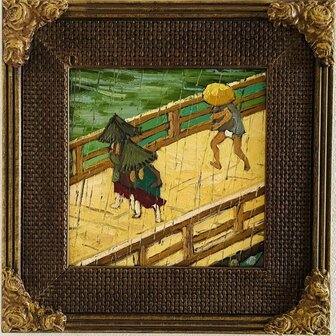 Framed Bridge in the Rain detail Van Gogh reproduction