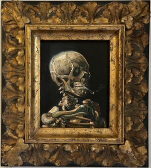 Skull with burning cigarette framed Vincent van gogh reproduction