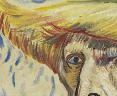 Self Portrait with Straw Hat by Cees van Loon Van Gogh reproduction detail