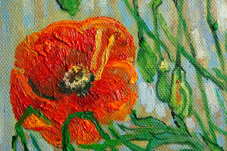 detail Butterflies and Poppies framed Van Gogh replica