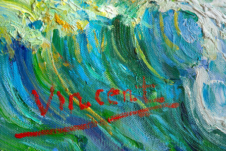 Seascape at Saintes-Maries framed Van Gogh replica detail