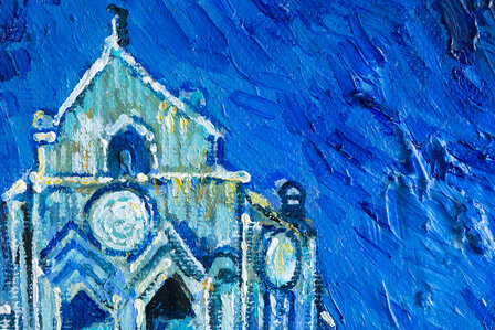 The Church at Auvers framed Van Gogh reproduction detail