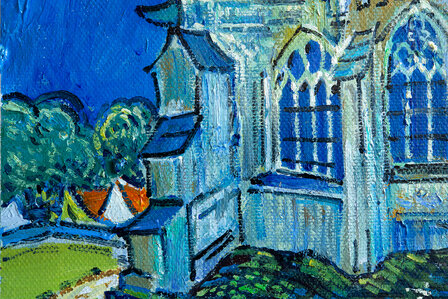 detail The Church at Auvers framed Van Gogh replica