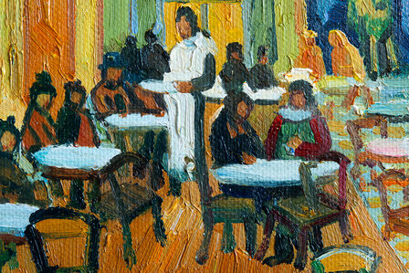 detail Cafe Terrace framed Van Gogh replica