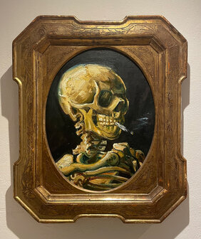 Skull with a burning cigarette framed Vincent van Gogh reproduction