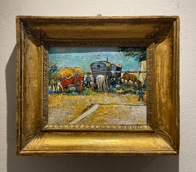 Framed Encampment of Gypsies with Caravans Van Gogh reproduction