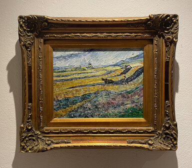 Framed Enclosed Field with Ploughman Van Gogh reproduction