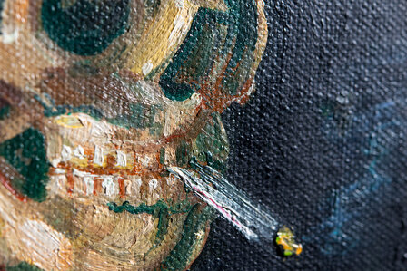 Skull with a burning Cigarette Vincent van Gogh replica detail