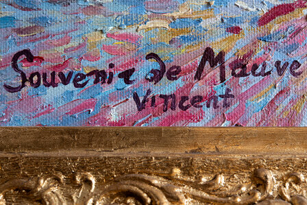 Pink Peach Tree framed Van Gogh reproduction detail