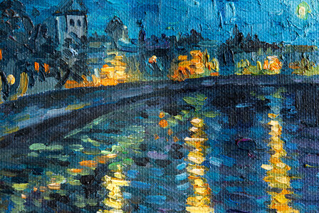 detail Starry Night over the Rhone framed Van Gogh replica