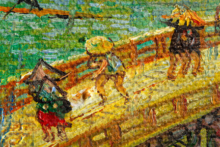 detail Bridge in the Rain framed Van Gogh reproduction