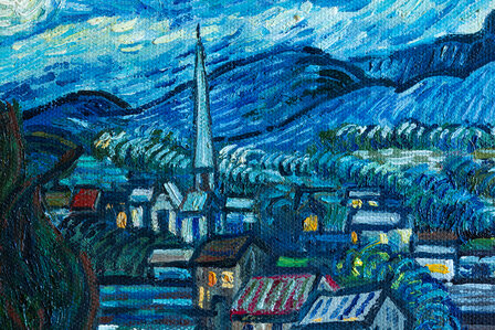 detail Starry Night framed Vincent van Gogh replica