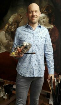 Jacob Blessing the Sons of Joseph being panted by Nard Kwast Rembrandt replica