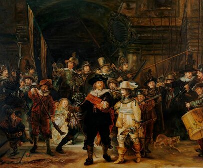 The Nightwatch reproduction in oil on canvas