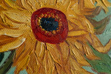 Vase with Twelve Sunflowers framed Van Gogh reproduction detail