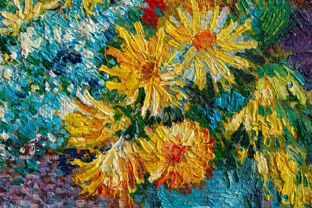 Flowers in a blue Vase framed Van Gogh reproduction detail