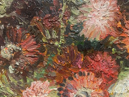 Vase with Chinese Asters and Gladioli framed Van Gogh reproduction detail