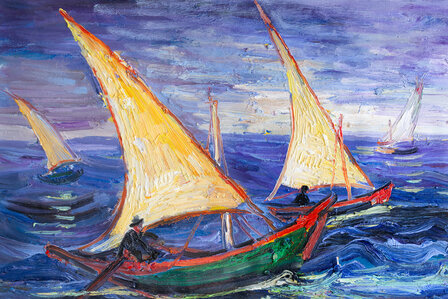 detail Seascape at Saintes-Maries Van Gogh reproduction