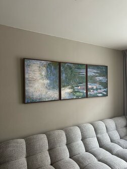 3 paintings Water Lilies Paris, Monet reproduction framed