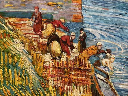 detail Langlois Bridge at Arles with Women Washing Van Gogh reproduction