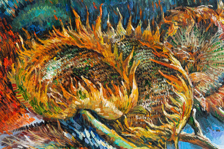 Four Cut Sunflowers Van Gogh framed replica detail