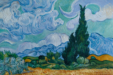 detail Wheat Field with Cypresses framed Vincent van Gogh replica