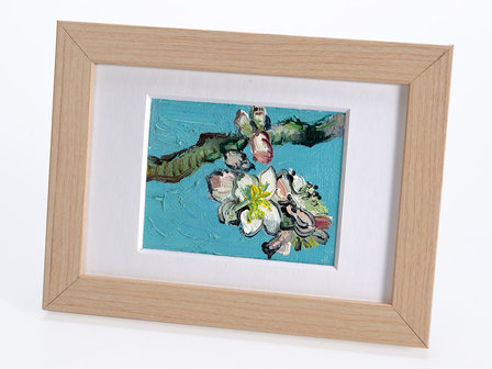 Blossoming Almond Tree mini painting, hand-painted in oil on canvas