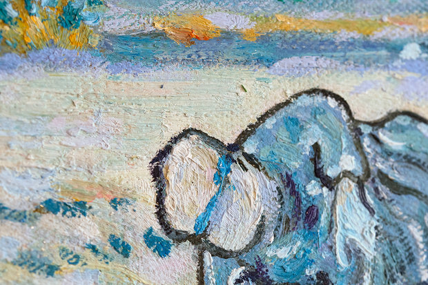 Two Peasant Women Digging in Field with Snow reproduction